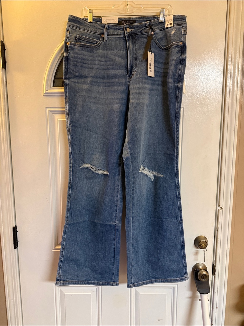 Judy Blue Medium Blue Distressed Flare Jeans